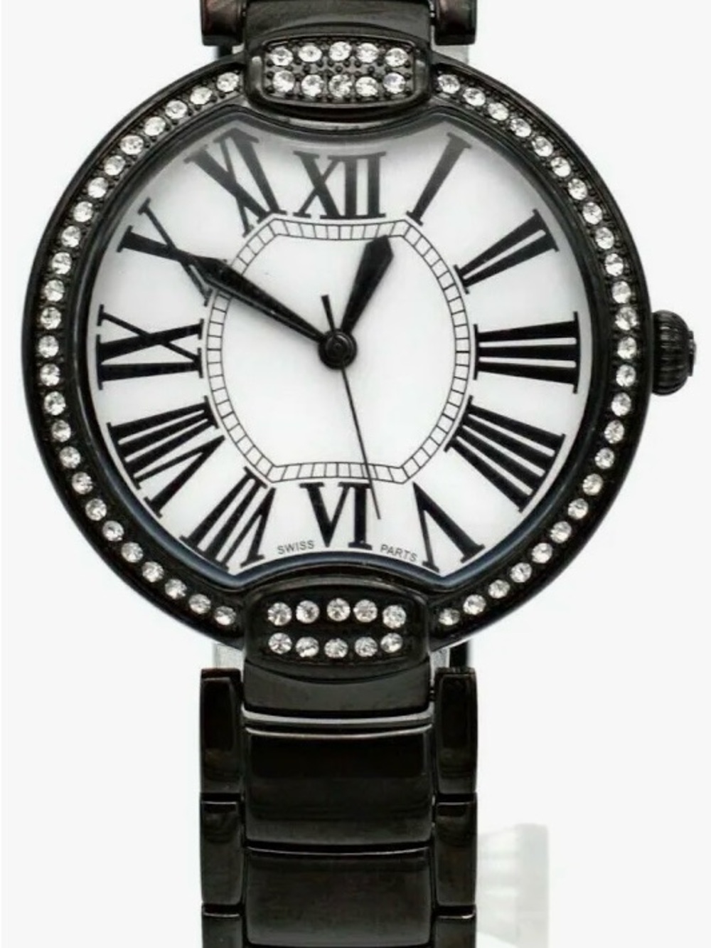 Bronzo Italia Pave’ Crystal Bezel Panther Round Dial Watch
